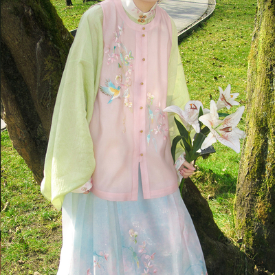 裳宫语【春犹浅】明制汉服绣花双色比甲立领衫马面裙2026春上新