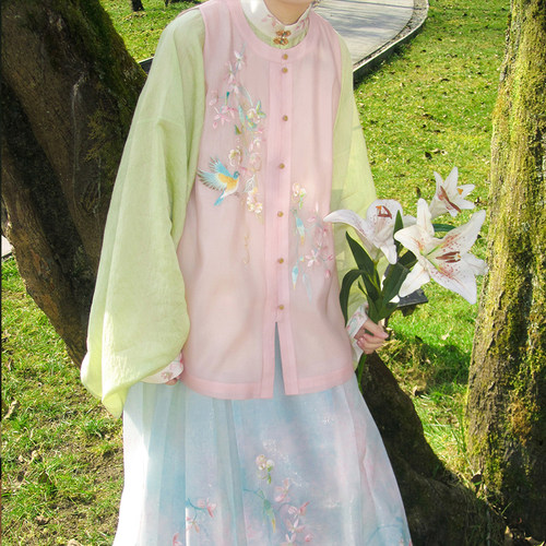 裳宫语【春犹浅】明制汉服绣花双色比甲立领衫马面裙2026春上新