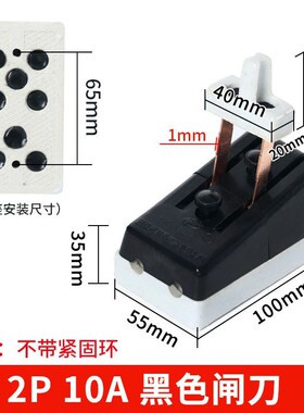HK2单相两相32A 2P闸刀开关220V63A黑色老式隔离刀闸单投