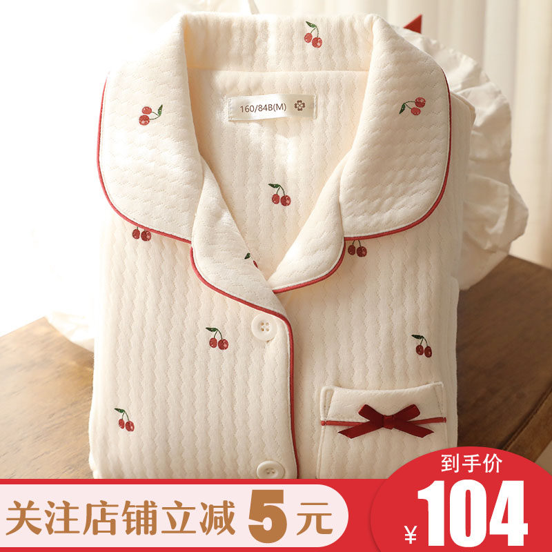 春秋月子服9月份加厚保暖哺乳睡衣冬季空气层孕妇产后喂奶家居服8