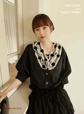 KIM Classic「Clematis」暗夜玫瑰宫廷泡泡袖后背压褶衬衫