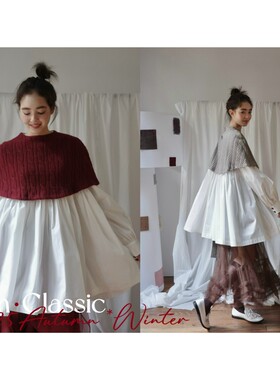 KIM Classic「Hearth Halo」假两件针织扭花毛衣披肩设计感上衣