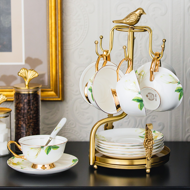 咖啡杯架子欧式轻奢黄铜家用杯碟收纳挂架客厅餐桌水杯杯子置物架