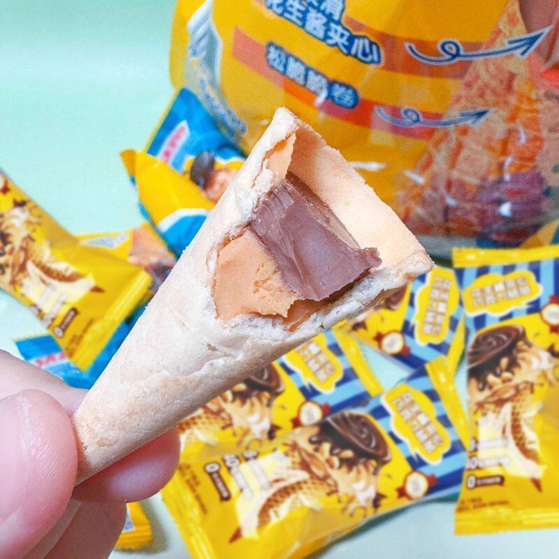 会员代购香港雅佳迷你花生酱巧克力夹心脆筒松脆脆卷独立小包装