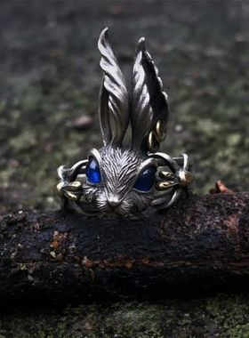 Retro Alice Wonderland Rabbit Ring Punk Gothic Adjustable Ma