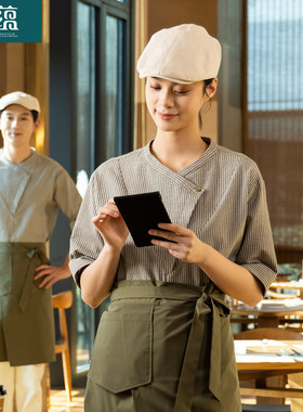 餐饮服务员工作服高级感女短袖西餐厅咖啡奶茶蛋糕店水吧服装夏季