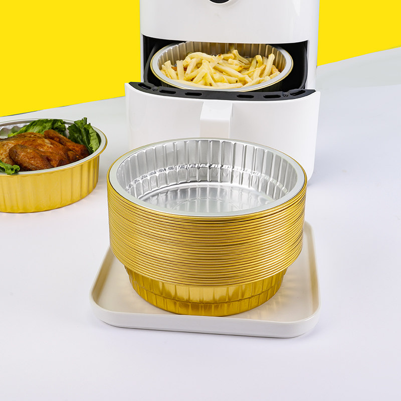 金色锡纸烧烤盒商用长方形一次性铝箔外卖打包盒带盖