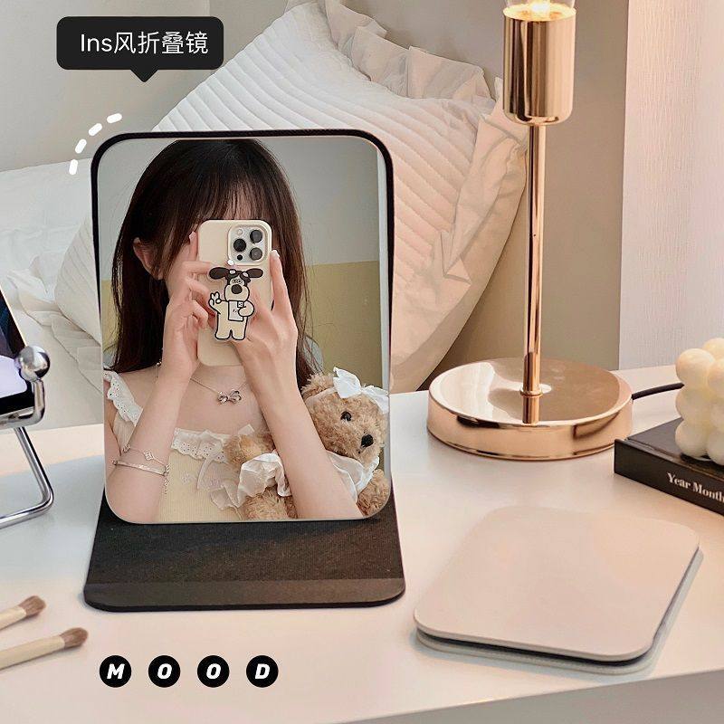 宿舍用高颜值折叠化妆镜桌面梳妆镜男女学生卧室便捷镜子