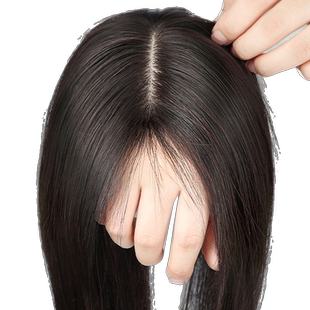 假发女片头顶真发全真人发蓬松自然前额轻薄无痕遮白发递针补发片