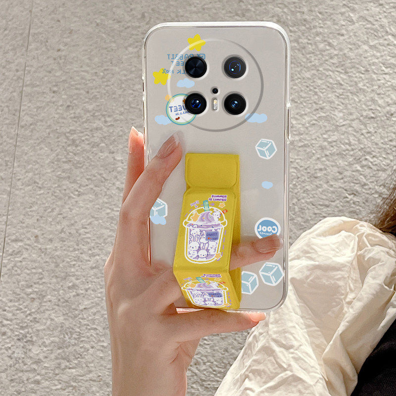 适用于华为mate80ProMax手机壳透明款70Pro+/60可爱mate80奶茶70新款背贴磁吸腕带50/40全包兔子桌面支撑软壳