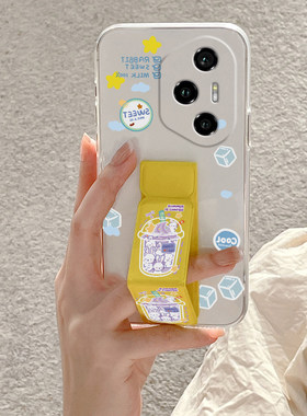 适用于荣耀500Pro手机壳新款400/300Ultra/200透明款防摔100可横竖屏放90桌面支撑架80/70磁吸折叠60奶茶兔子