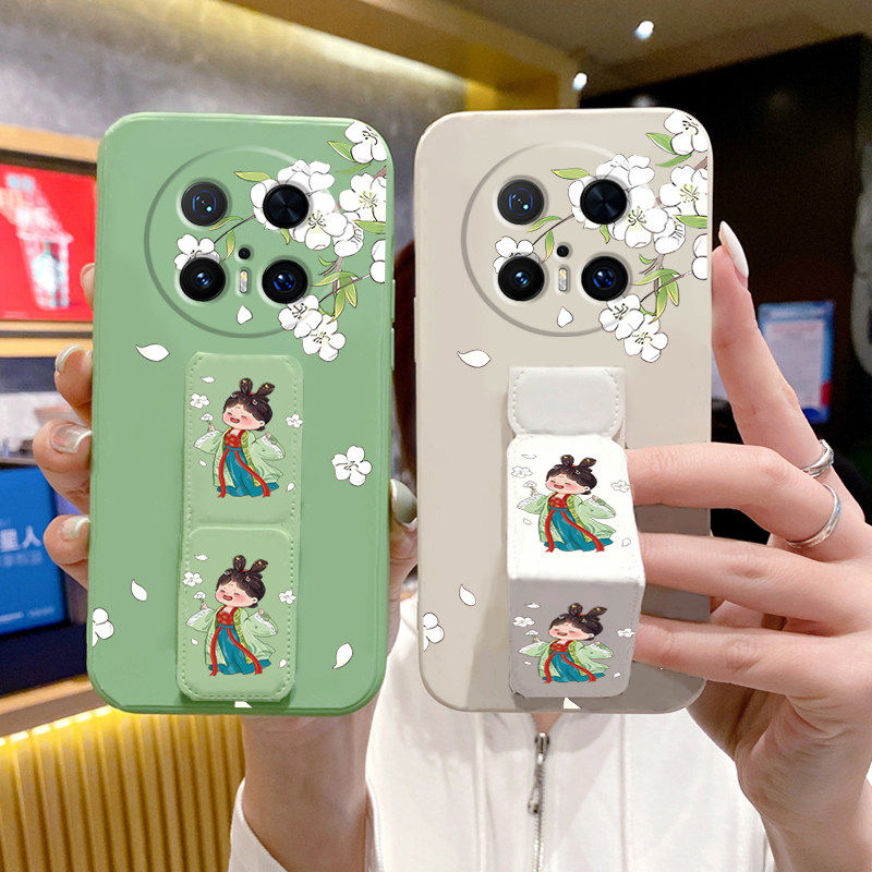 适用于华为mate80ProMax手机壳女款mate70Pro+/60古风美人50Pro磁吸桌面支撑架40折叠腕带40EPro硅胶软壳套