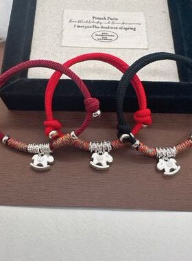 足银999纯银马上有钱盘缠手链男女士款新中式国风本命年红手绳