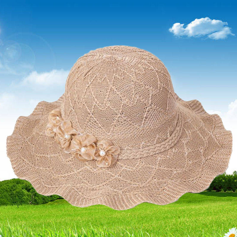 夏季新款女士遮阳帽防晒紫外线透气帽子凉帽可折叠沙滩帽檐太阳帽