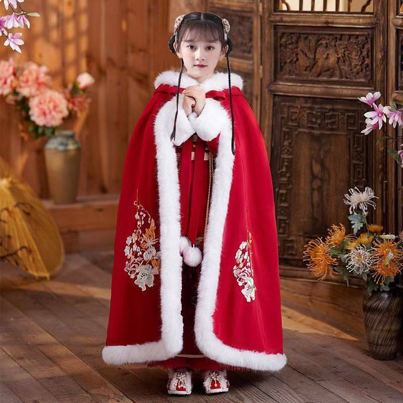 女童新中式冬款外出加绒加厚安可拉红冬季汉服防风保暖拜年服大童,童装/婴儿装/亲子装,汉服,淘宝优惠券,粉丝福利购,淘宝优惠卷