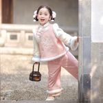 元旦汉服女童2025新款儿童古风古装唐装冬装日常可穿国风拜年套装