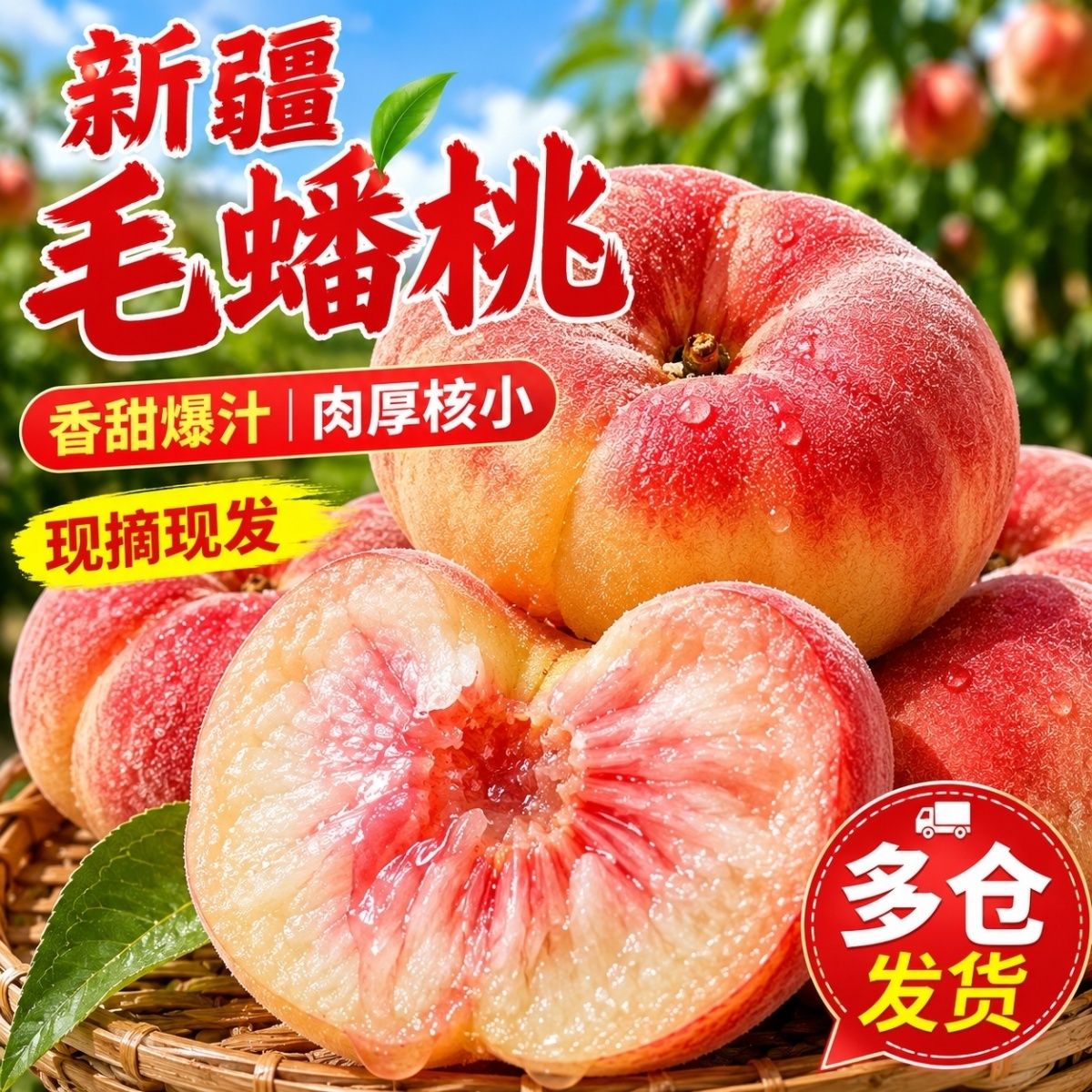 【新疆顺丰空运】正宗新疆石河子毛蟠桃应季彩虹蟠桃水果桃子蟠桃