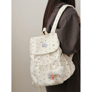 小书包初中女生日系ins风高颜值小众波点双肩包女旅游轻便小背包