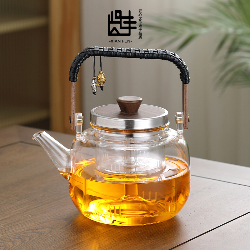 贤丰茶壶高硼硅玻璃蒸煮双用