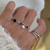 韩国S925戒指女纯银做旧复古气质开口可调节泰银食指戒叠戴高级感