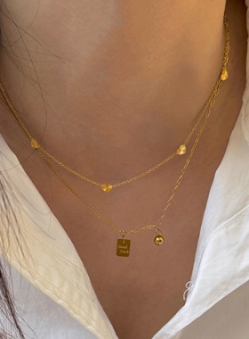 豌豆饰物钛钢不掉色批花爱心项链