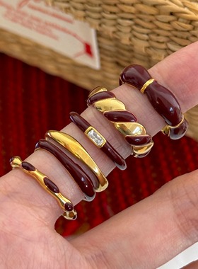 豌豆饰物钛钢不掉色安克拉红戒指