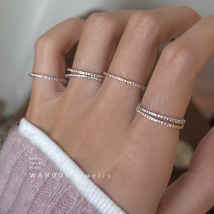 细款 925纯银排钻戒指女精致百搭简约ins冷淡风叠戴食指戒通勤日常
