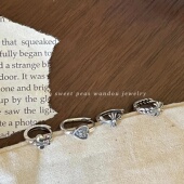 豌豆 复古做旧925泰银十字军花耳环欧美风气质小众耳骨耳圈女