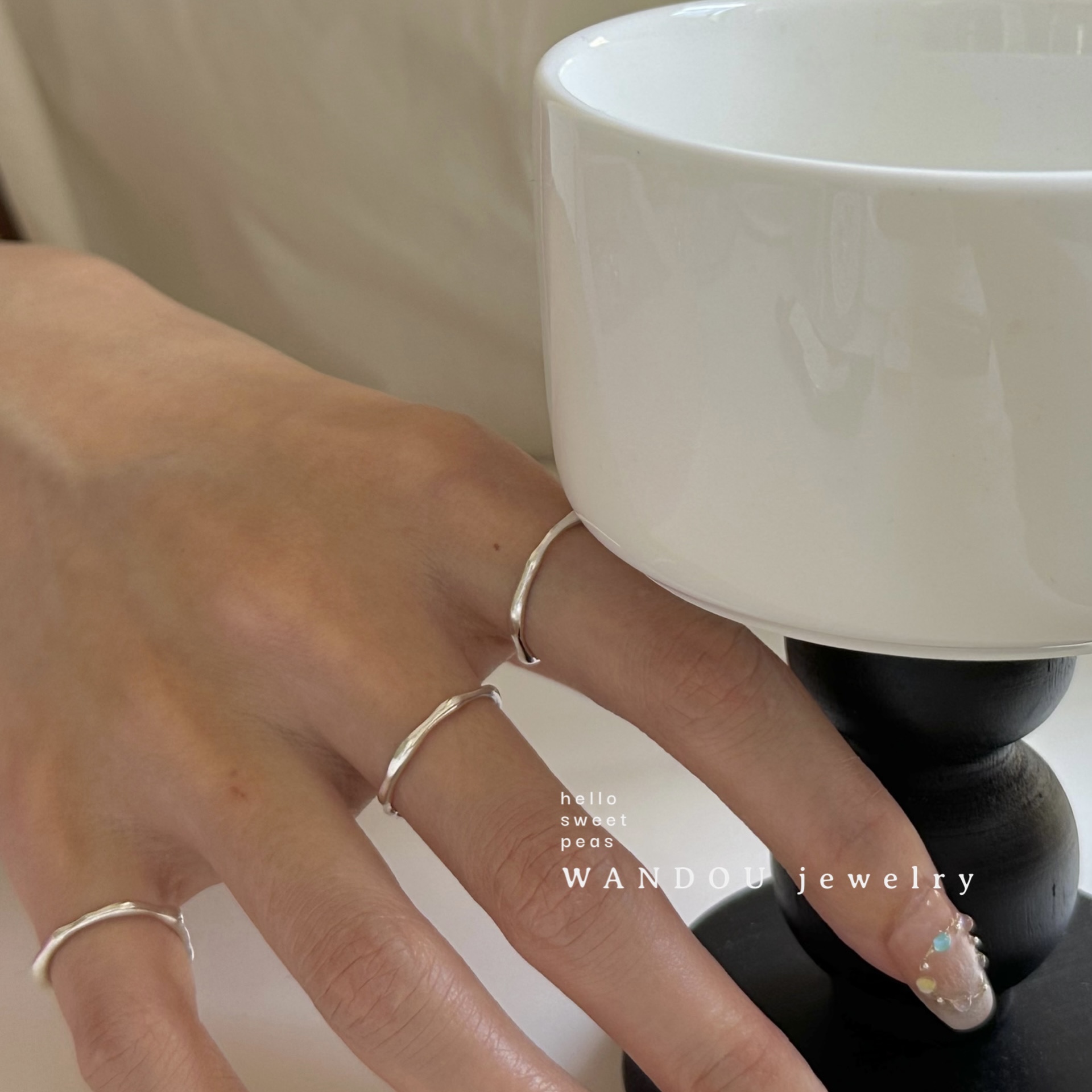 豌豆饰物不规则990足银素圈戒指