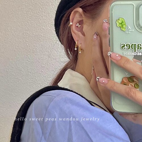 豌豆饰物纯银简约通勤珍珠小耳扣