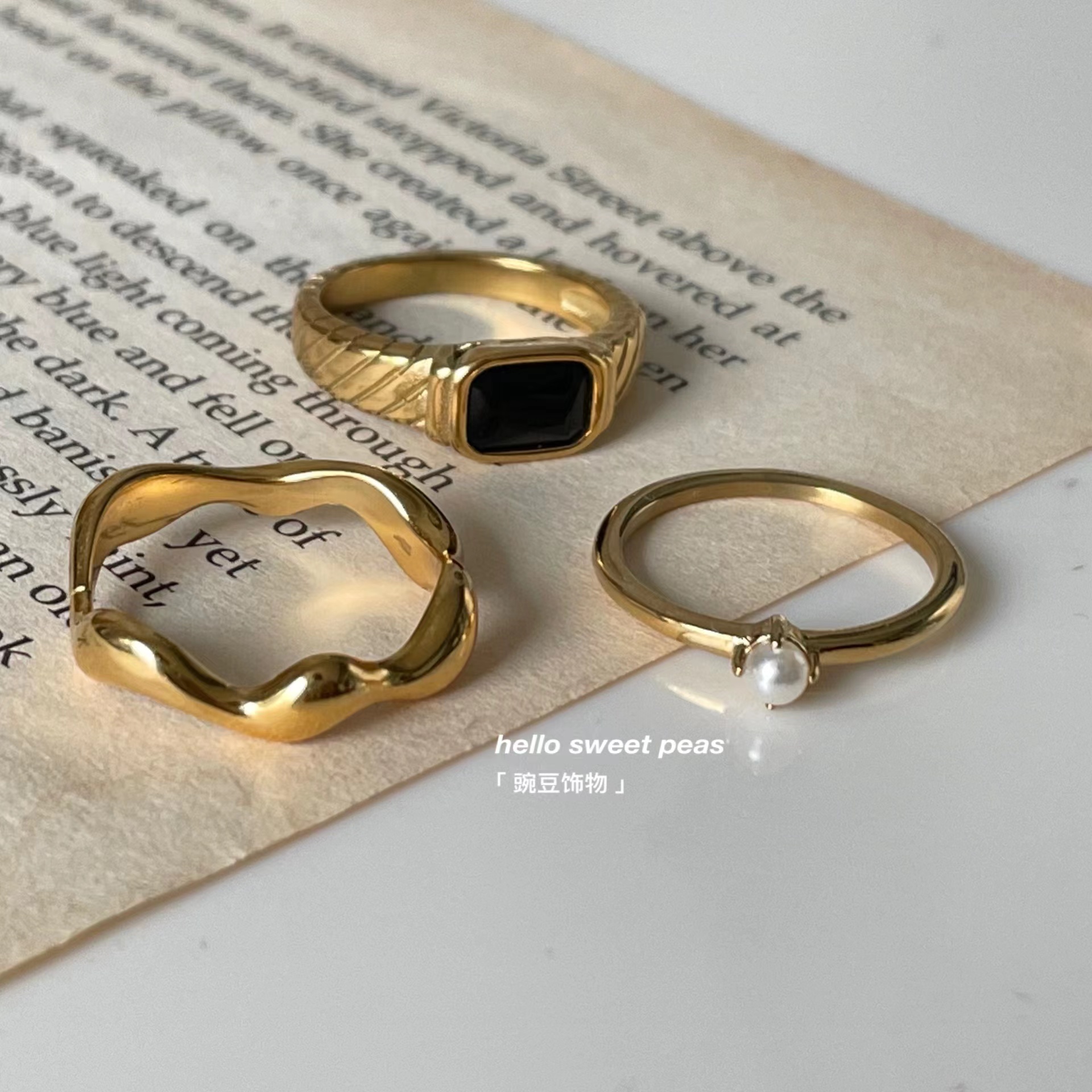 豌豆饰物女316钛钢基础百搭戒指