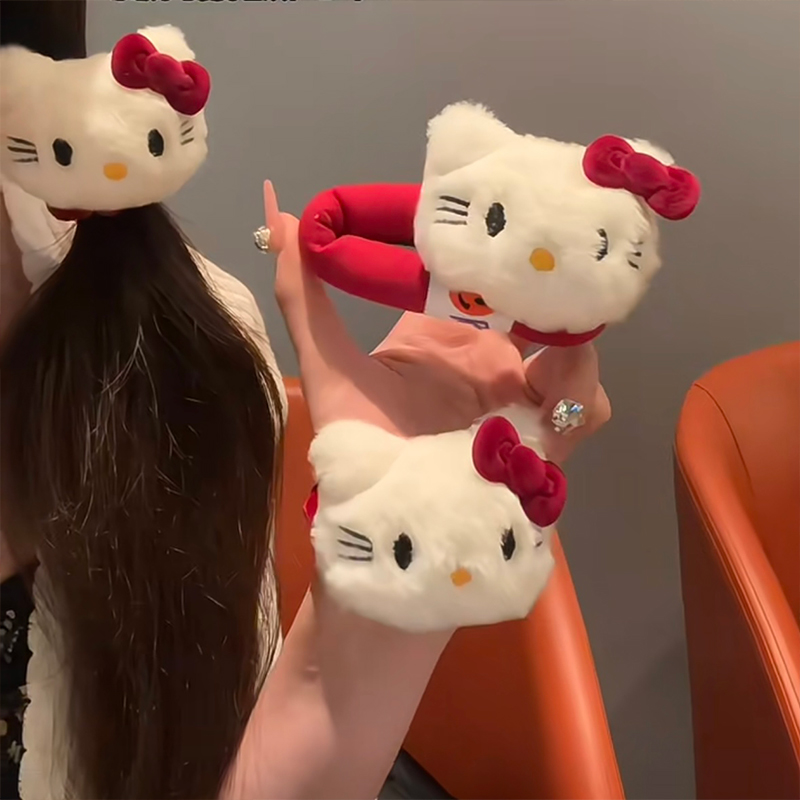 可爱毛绒Kitty猫咪发圈甜美蝴蝶结发夹少女刘海卡通BB夹扎头发饰