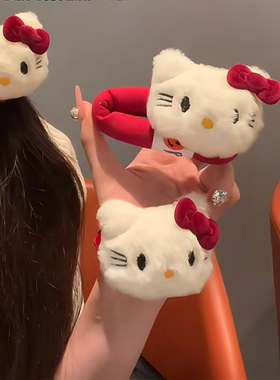 可爱毛绒Kitty猫咪发圈甜美蝴蝶结发夹少女刘海卡通BB夹扎头发饰
