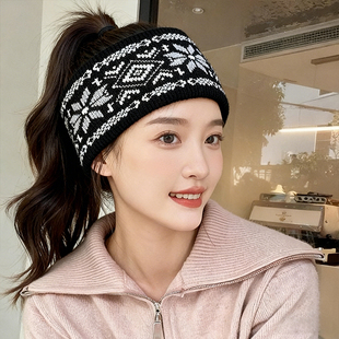 秋冬宽边保暖毛线针织发带时尚复古民族风头套外出护额头防风发带