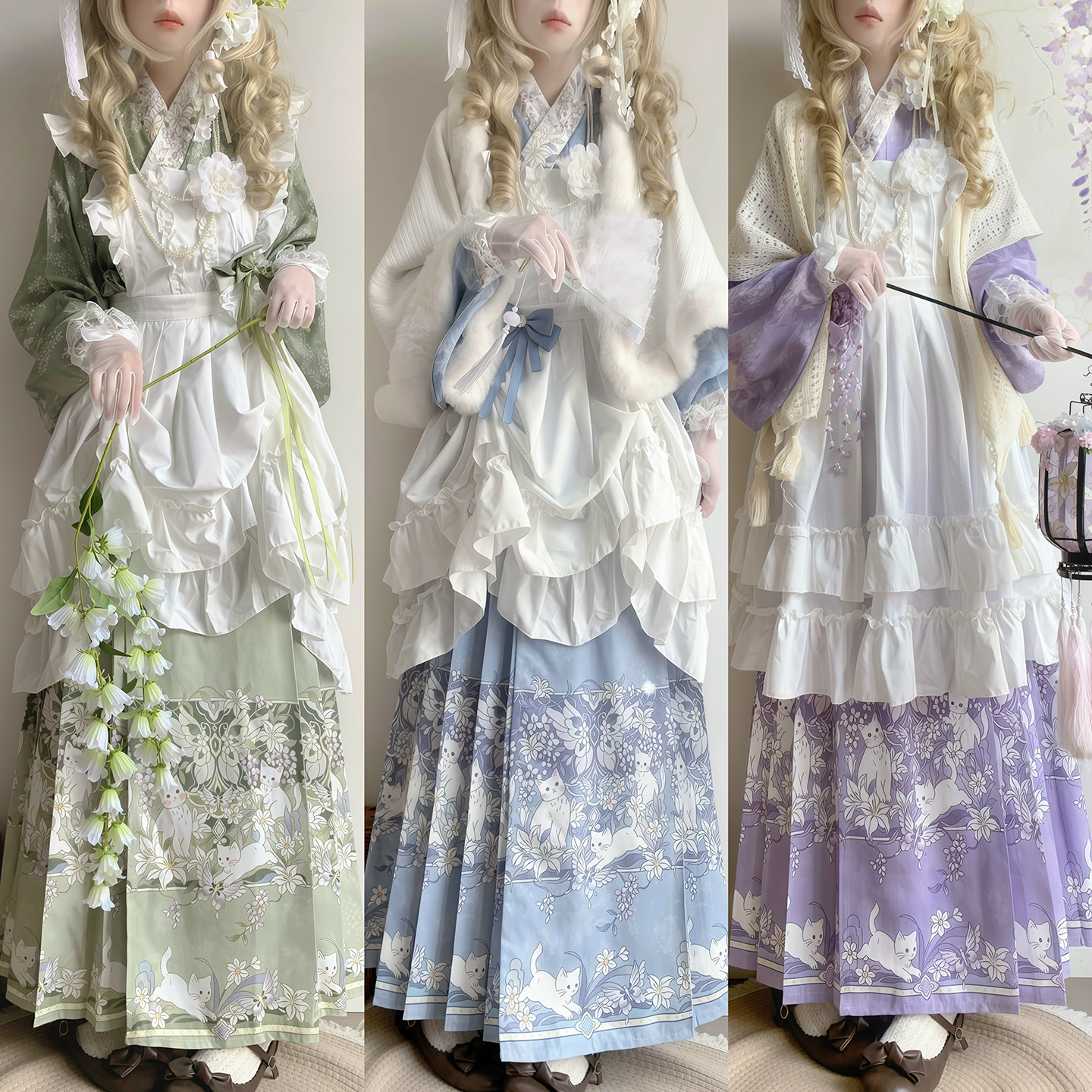 云熏阁原创汉洋折衷明制汉服女洛丽塔罩裙马面裙加绒斗篷秋冬套装