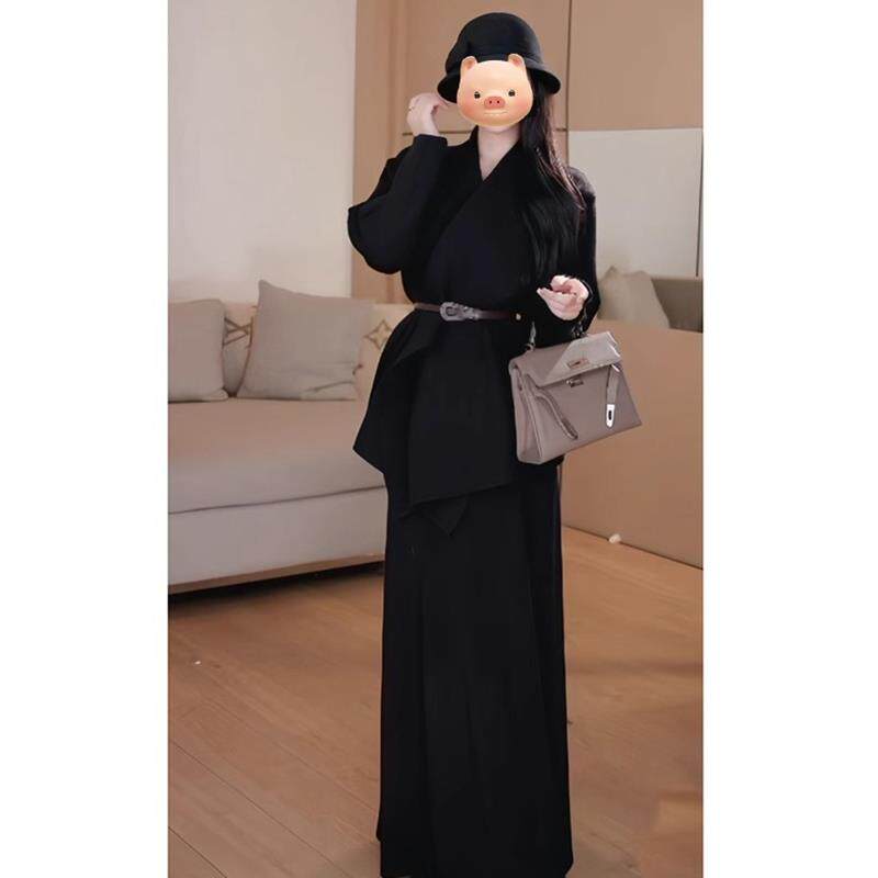 JOYIASS淑女气质穿搭两件套装女秋冬高级感轻奢风显瘦黑色外套高