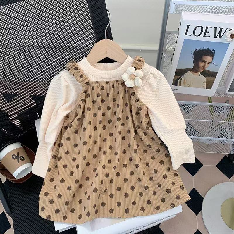 女童长袖连衣裙秋装婴儿小童卫衣裙新款韩版洋气网纱裙宝宝公主裙