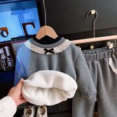 秋冬新款 亲肤舒适 儿童两件套女童卫衣休闲宝宝洋气套装 加绒加厚