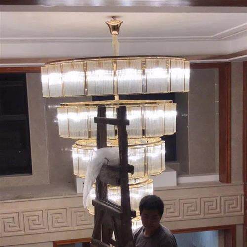 非标工程酒店大堂吸顶灯新中式婚宴厅大吊灯定制旋转楼梯水晶灯