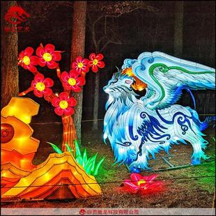 圣诞鹿造型灯饰手工铁艺麋鹿花灯定制制作驯鹿造型元宵节迎春花灯