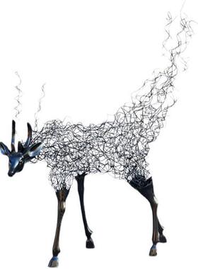 不锈钢大角梅花鹿摆件草坪别墅会所大堂售楼处足浴店抽象麋鹿雕塑