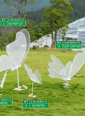 不锈钢铁艺镂空蝴蝶雕塑户外园林公园草坪美陈景观发光摆件装饰品