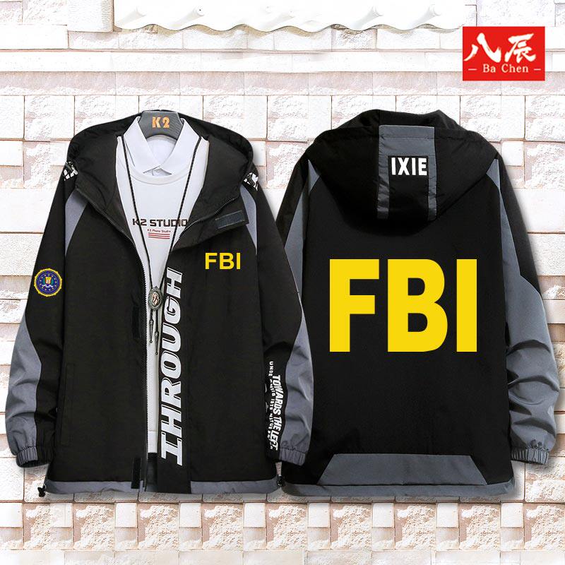fbi美国联邦调查局特工电影周边开衫夹克男外套风衣连帽上衣服