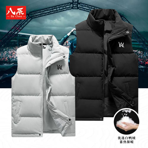 Alan Walker艾伦沃克街头潮立领羽绒马甲开衫防寒衣服oversize男