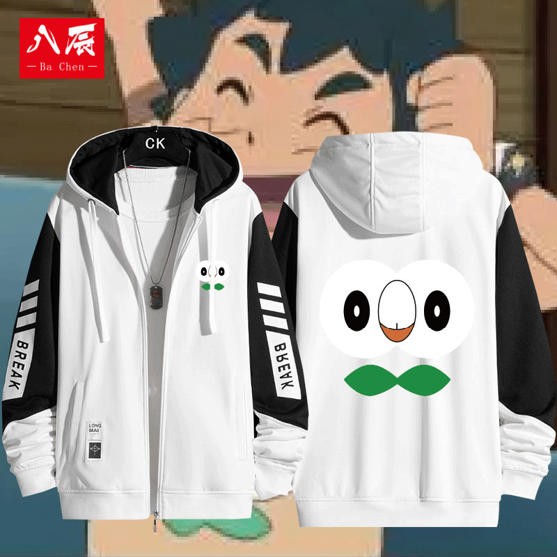 口袋妖怪日月衣服木木枭鸟火斑喵黑白拼色卫衣小智同款精灵宝可梦