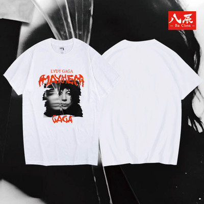 LADY GAGA演唱会MAYHEM嘎嘎周边背心纯棉短袖T恤鳖粉同款男女夏