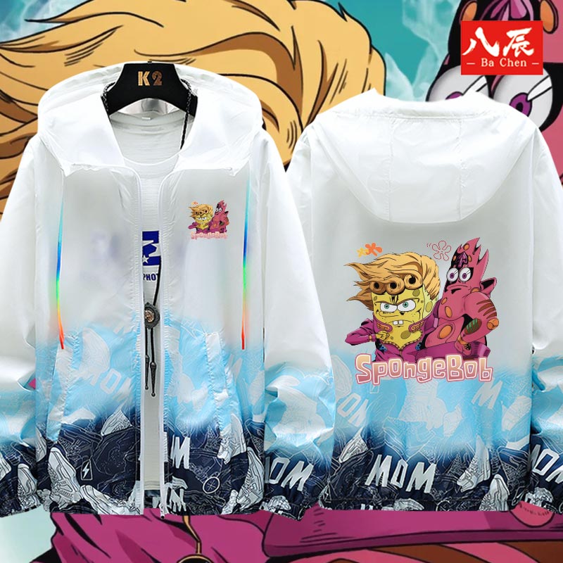 海绵宝宝派大星联名JOJO的奇妙冒险周边宽松夏季连帽防晒服薄男女