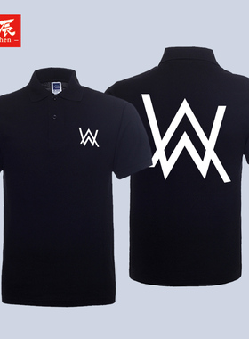 八辰Alan Walker艾伦沃克街头潮夹立领短袖体恤oversizePOLO衫男
