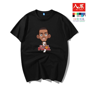 八辰快船克里斯保罗短袖T恤短裤套装 篮球衣男款CP3纯棉短袖体恤