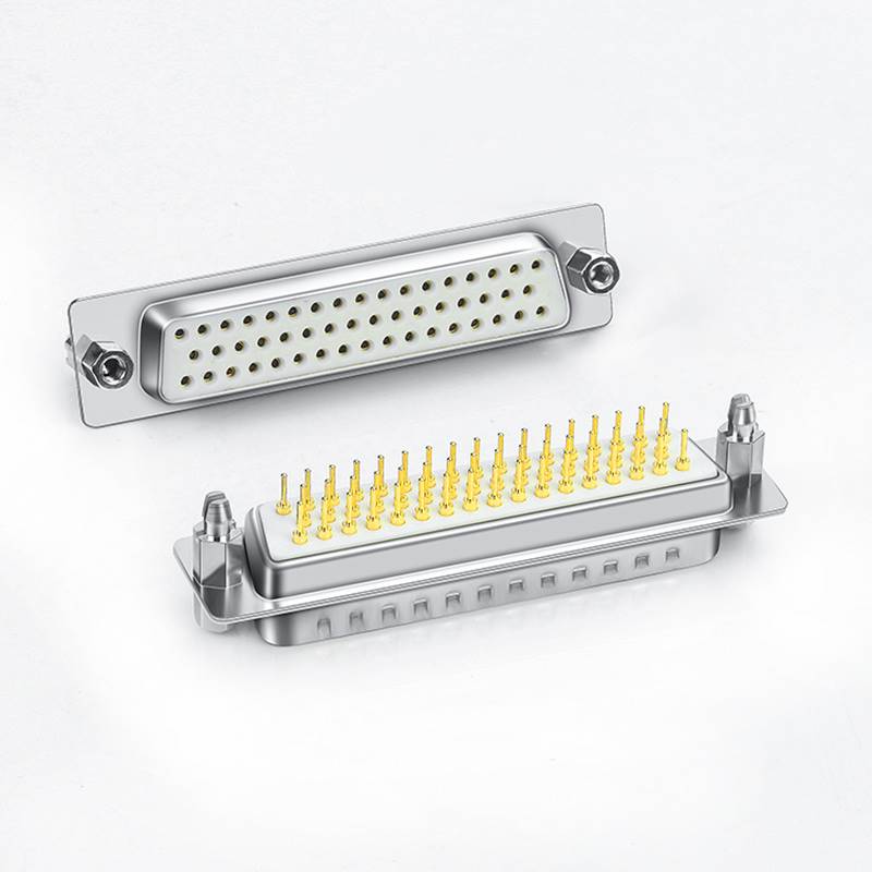 DB50弯脚焊板式焊接头50PIN焊板头90度弯针连接器50针纯铜芯镀金